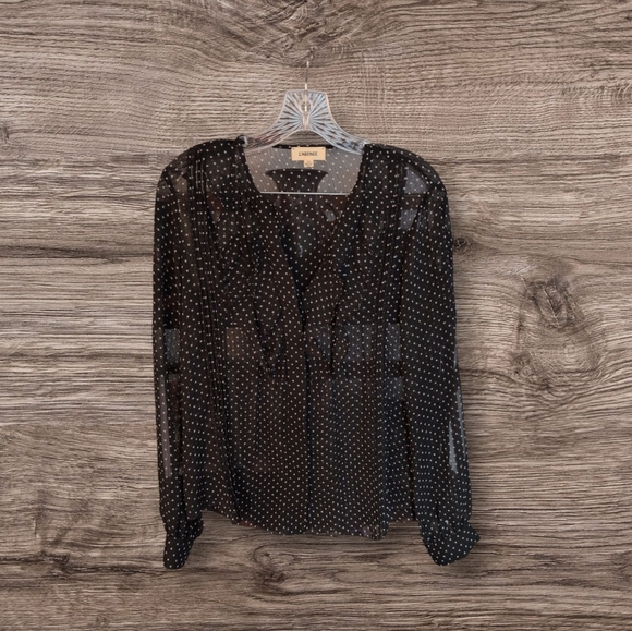 L’AGENCE Tabitha ruffles blouse size XS black/ ivory - Picture 6 of 7